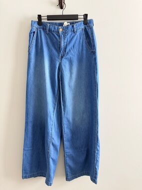 Roxie Wide-Leg Denim Pants Medium Cotton Viscose Blend